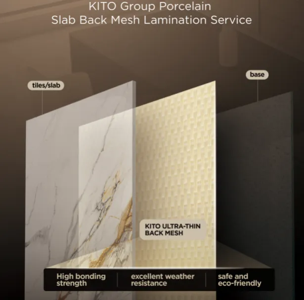 شبكة تقوية خلفية لألواح البورسلين من كيتو سيراميكس لأسطح واجهات المطابخ